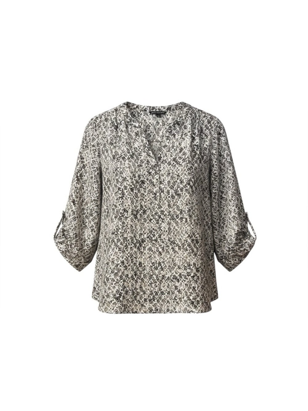 Zac & Rachel Black and White Printed V-Neck Blouse